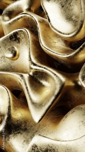 Close-up of an abstract golden texture with smooth curves and shapes Metallic Modern Luxury. Concept featuring abstract, gold, texture, smooth, curves.