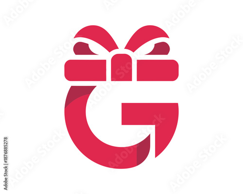 A red gift icon with a bow on top, symbolizing present and generosity in a modern flat design style.