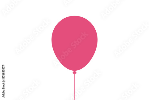 A pink balloon floating in the air with a string attached to it