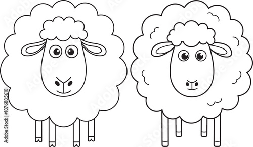 Sheep with fluffy wool cute illustration