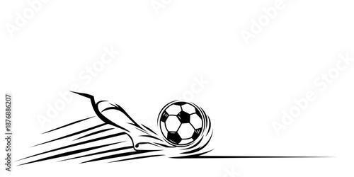 A running football player with a soccer ball in a modern, dynamic style. Vector illustration.