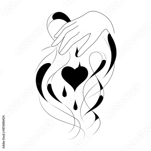 A drawing style illustration depicting affection