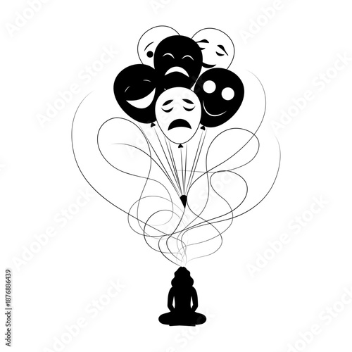 A doodle style illustration showing emotions