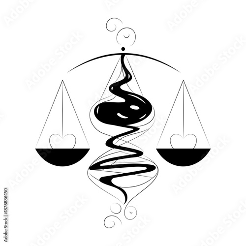 A drawing style illustration depicting balancing scale