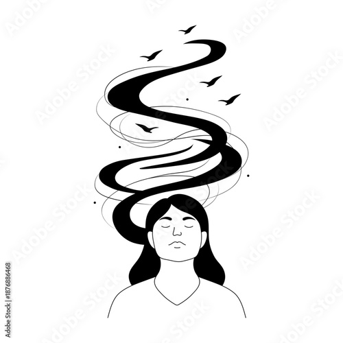 A hand drawn style illustration showing listening birds