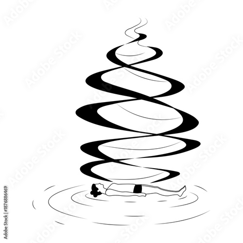 A drawing style illustration depicting resting