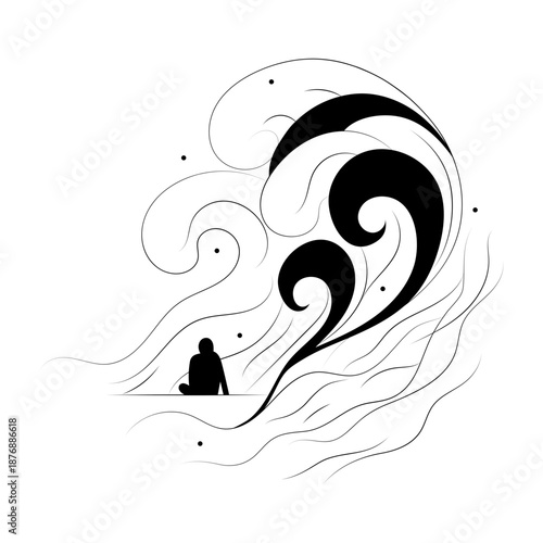 A hand drawn style illustration showing loneliness