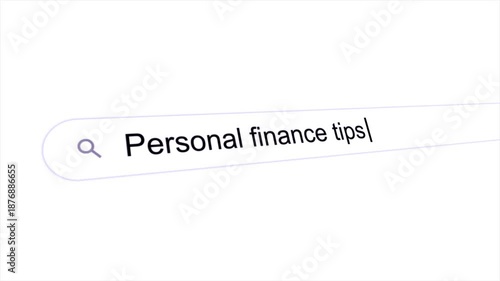Personal Finance Tips Text Typing on Search Bar Animation for Business 4K
