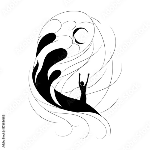 A sketchy style illustration representing morning stretch