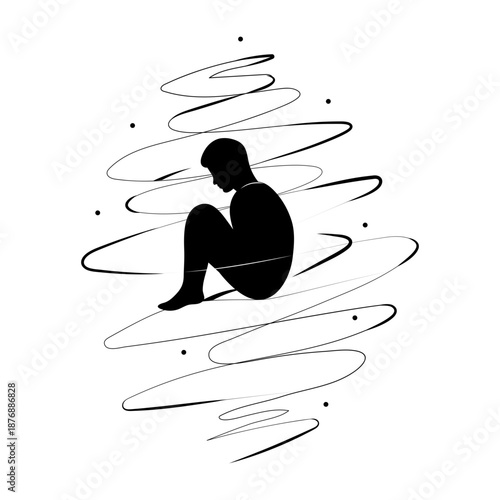 A sketchy style illustration depicting silence concept