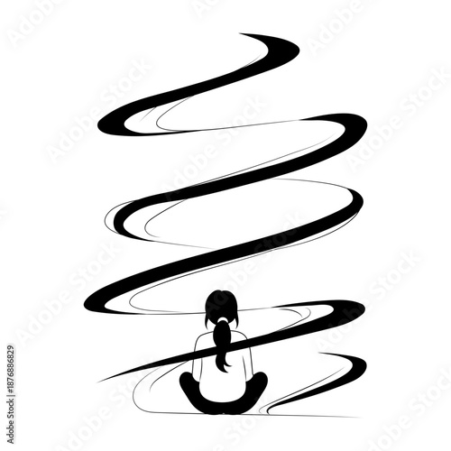 A hand drawn style illustration of moon gazing