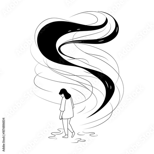 An illustration of walking barefoot designed in doodle style