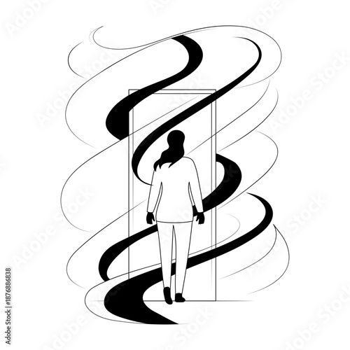 A hand drawn style illustration of doorway element