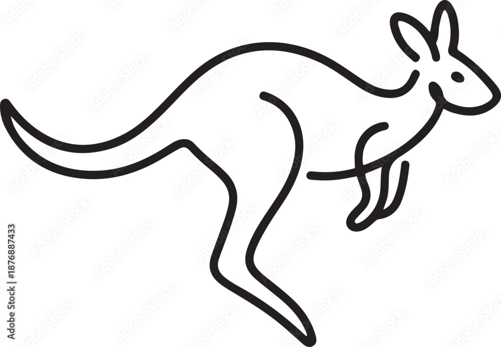Fototapeta premium Single continuous line drawing of adorable jumping kangaroo for national zoo logo identity. Australian animal mascot concept for travel tourism campaign icon. one line Icon drawing