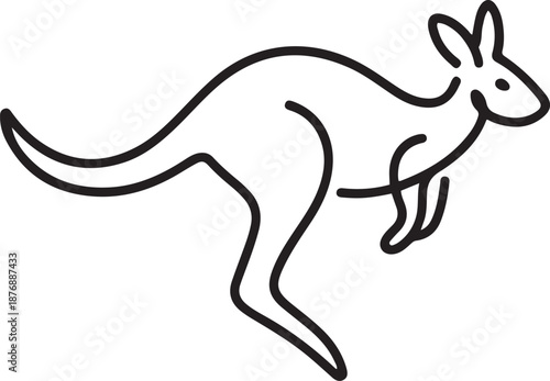 Single continuous line drawing of adorable jumping kangaroo for national zoo logo identity. Australian animal mascot concept for travel tourism campaign icon. one line Icon drawing
