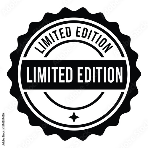Limited edition black and white badge or seal with a distinctive scalloped edge design Vector