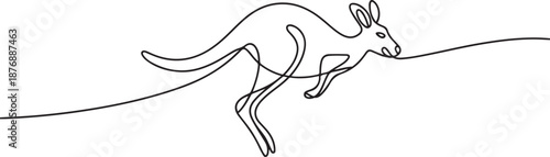 Single continuous line drawing of adorable jumping kangaroo for national zoo logo identity. Australian animal mascot concept for travel tourism campaign icon. one line Icon drawing