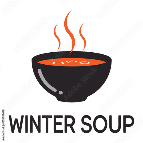 A comforting bowl of steaming hot winter soup, perfect for cold days and chilly evenings Vector