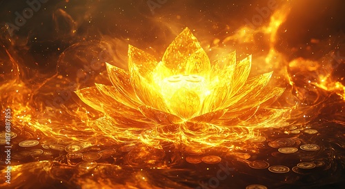 Divine wealth goddess lakshmi golden aura lotus high resolution picture