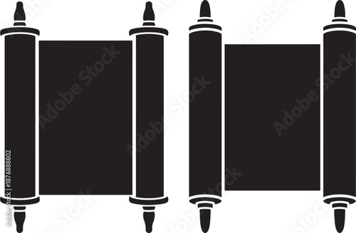 Torah scroll set isolated on white