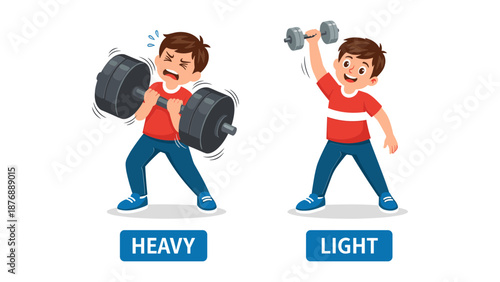 Heavy vs Light Weight Lifting Concept Illustration