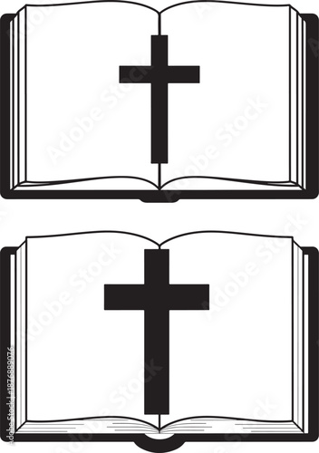 Open bible with cross symbol on page