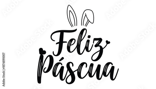 Easter greeting card with rabbit ears and spanish text