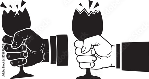 Hand smashing glass silhouette icon