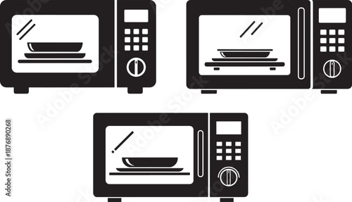 Microwave ovens vector appliance set icon