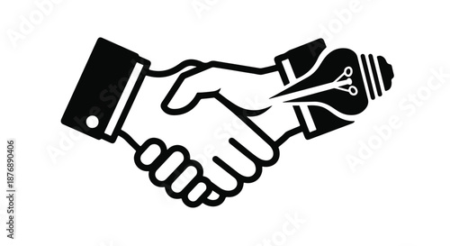 Handshake with a lightbulb symbolizes a brilliant partnership and shared innovation.