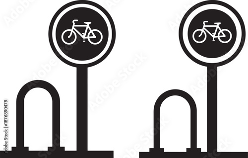Bicycle parking rack stand silhouette