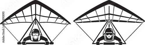 Two hang gliders on white background sport
