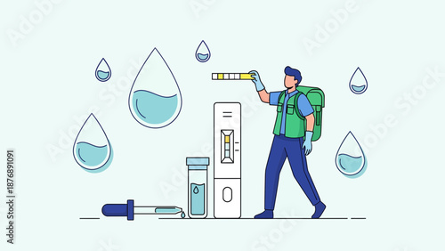 Illustrated Character Testing Water Quality For Safety And Compliance Standards