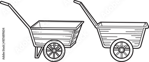 Two wheelbarrows for garden and construction