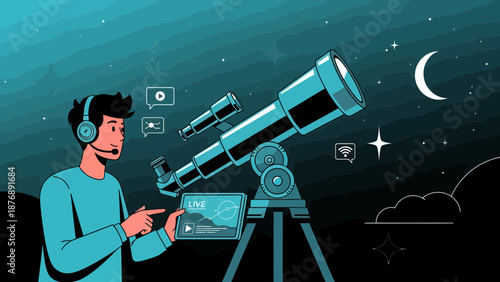 Live Streaming Night Skies: A Stargazing Hobbyist Sharing Astronomical Observations Online