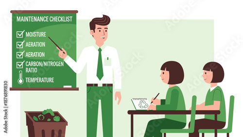 Interactive Compost Education Session Instructor Demonstrating Compost Checklist