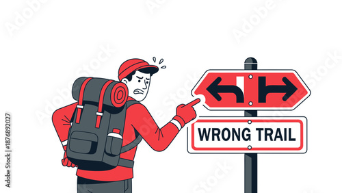 Lost Hiker Faces Confusing Signage Pointing To Wrong Trail Or Direction