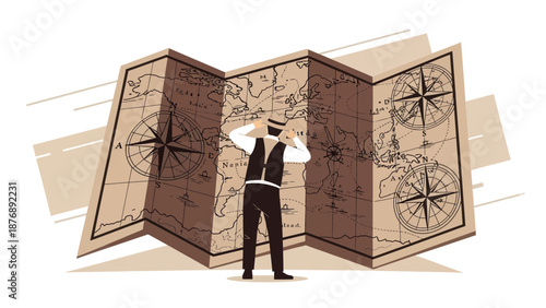 Lost In The World Exploring New Adventures With A Navigation Map Concept