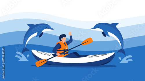 Kayaking Adventure With Leaping Dolphins And Enjoying Ocean Exploration