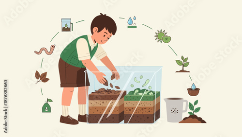 Learning About Compost With Educational Diagram Of Decomposition And Soil Layers