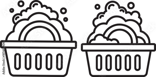 Two dishwashing basket with bubble foam