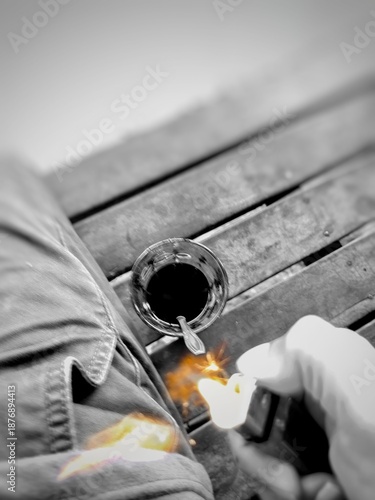 close up of sparks from a lighter