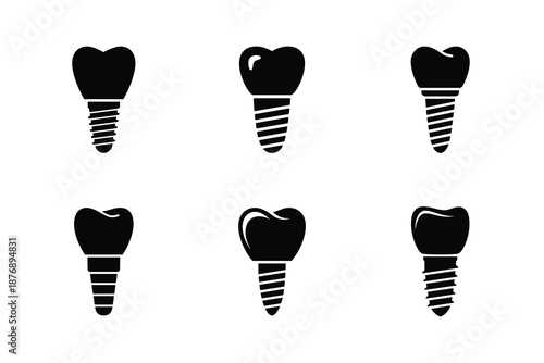 Vector dental implant icons set