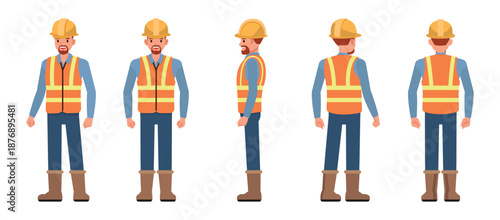 Engineering man character vector illustration design set.