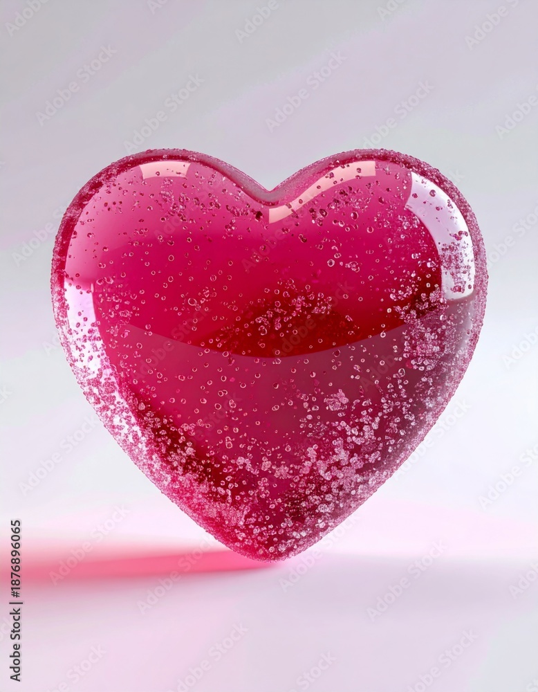 Fototapeta premium Shiny Transparent Red Heart with Sparkles on a White Background