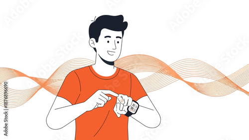 Man Checks His Smartwatch For Health Fitness Data After Daily Exercise