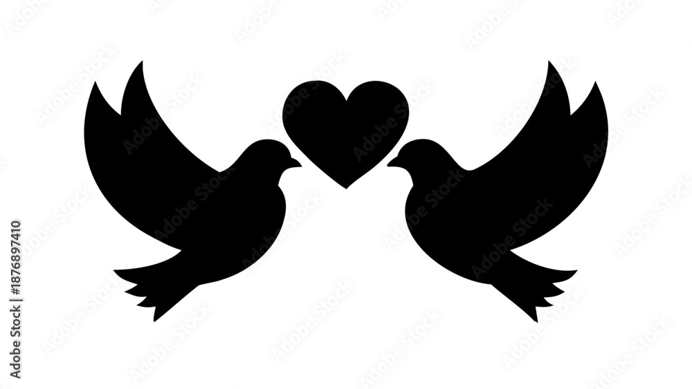 Obraz premium Two doves with a heart