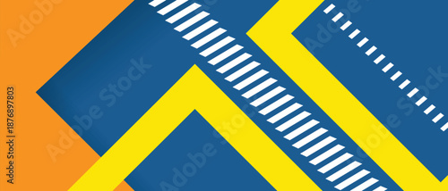 A blue and yellow abstract design with white lines on an orange background high-quality professional detailed modern elegant stylish clean crisp vibrant colorful digital creative
