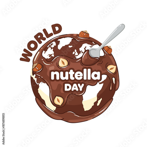 Celebrating World Nutella Day with a chocolate globe and spoon illustration
