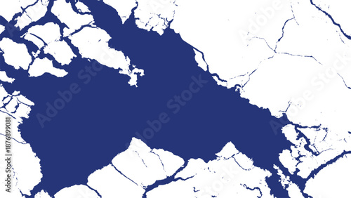 Blue and white map of a large body of water  geographical area natural feature